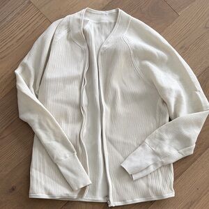 Cream Lululemon Ribbed Zip-Up Cardigan